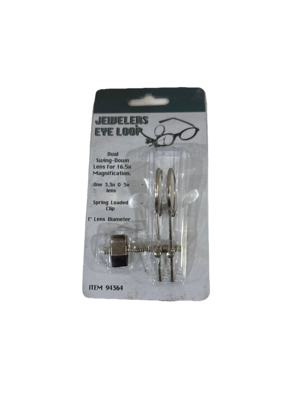 Jewelers Eye Loop Dual Swing Down Lens, Clip-On Loupe 16.5 x Magnification New